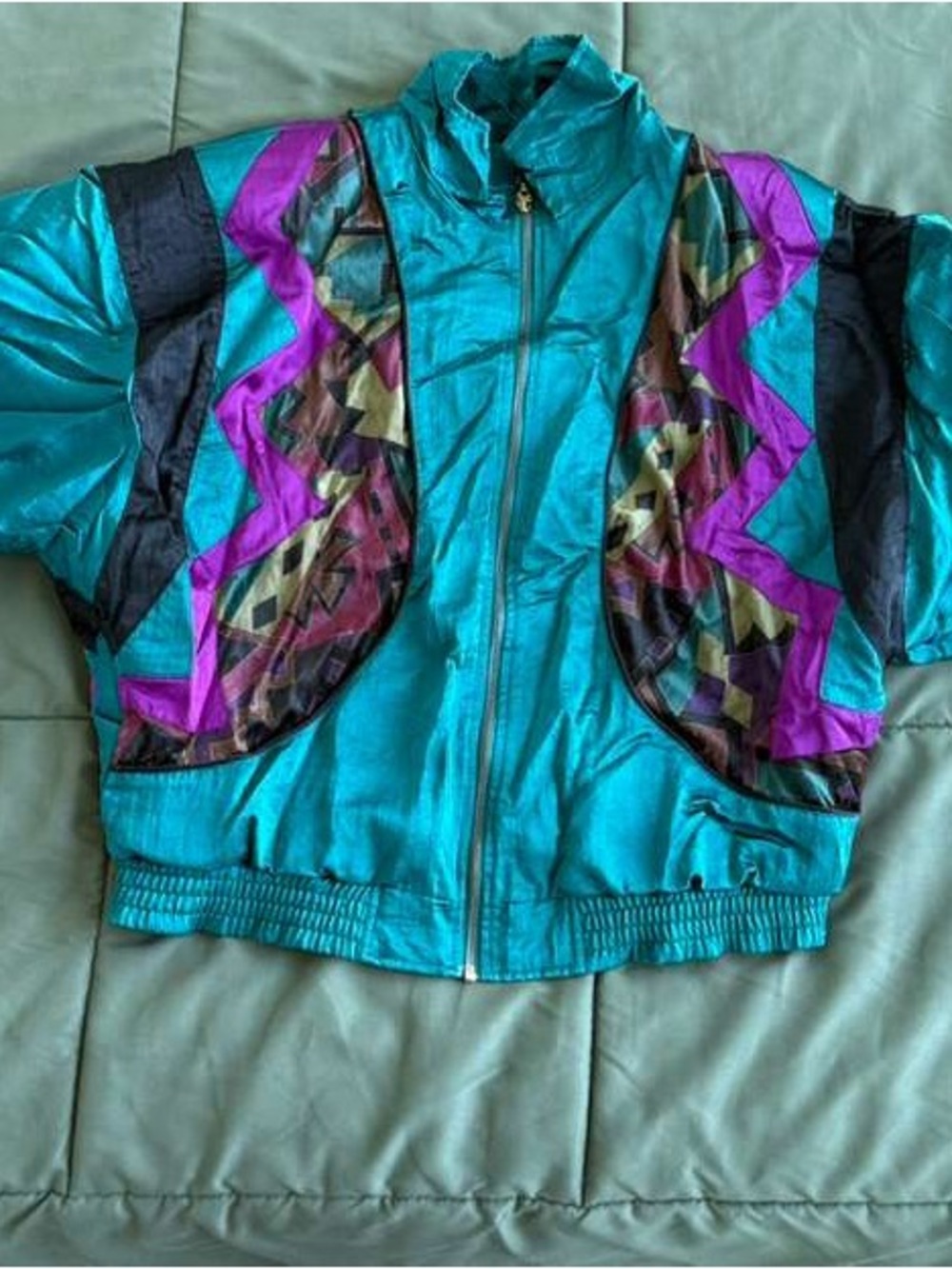 Vintage Teal & Purple Women's Zip-Up Jacket